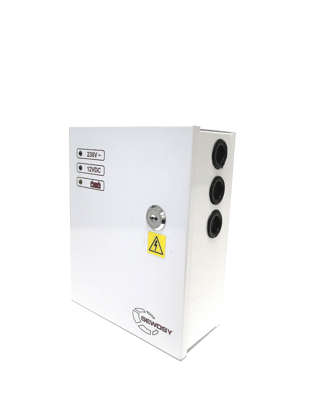 Alimentation secourue Sewosy AD1203R - 230Vac - 12Vdc 3A. Permet l'alimentation d'un système basse tension en cas de coupure de courant.