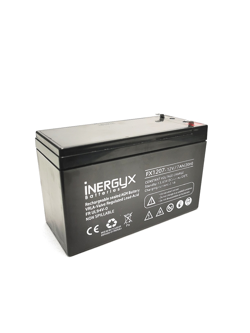 Batterie plomb rechargeable IZYX FX1207 12V 7Ah. Format standardisé. Idéal remplacement dans alimentations secourues ou pour l'option secours batterie.