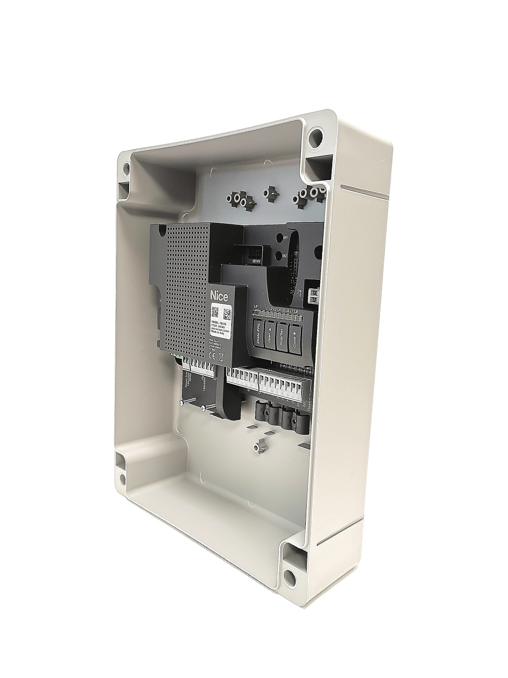 Logique commande NICE-MC800 nouvelle génération pour moteur 230V. Connexion des accessoires Nice BLUEBUS ainsi que les accessoires traditionnels du marché.