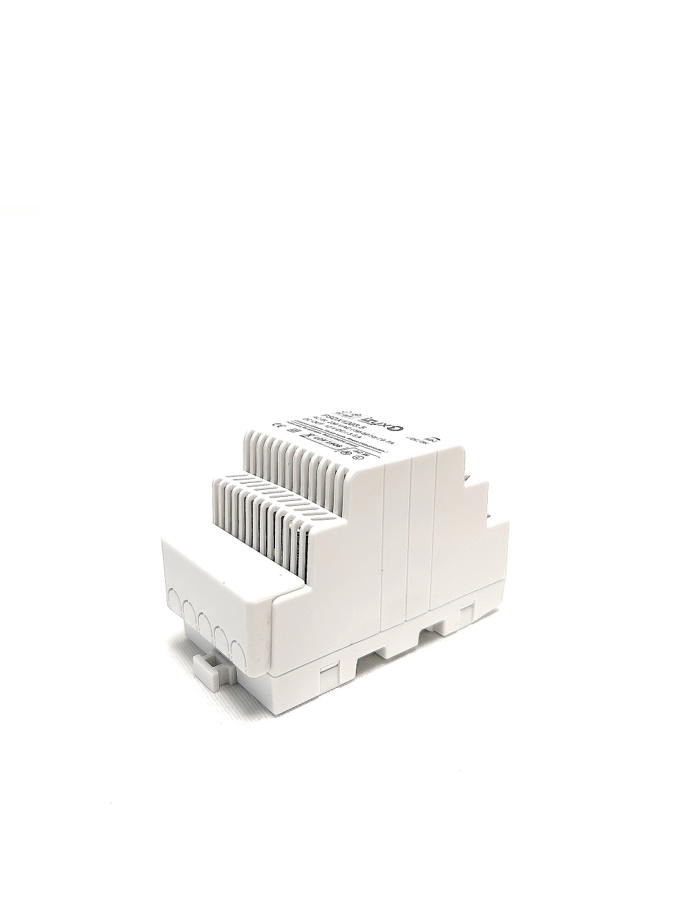 Alimentation à découpage IZYX PSDX1203.5 - 12 Vdc 3,3 A, pose sur rail DIN 3 modules. Protection électronique PTC . Dimension 53 x 65 x 93mm.