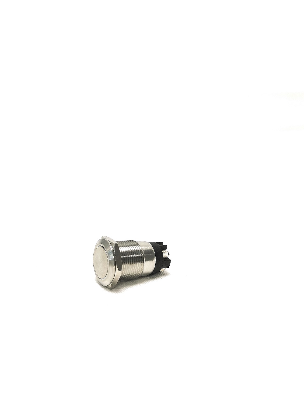 Bouton poussoir en acier inoxydable IZYX SS19 sans lumière NO + NC. Diamétre 19mm, connexion par borne à vis. Fixation par contre-écrous.