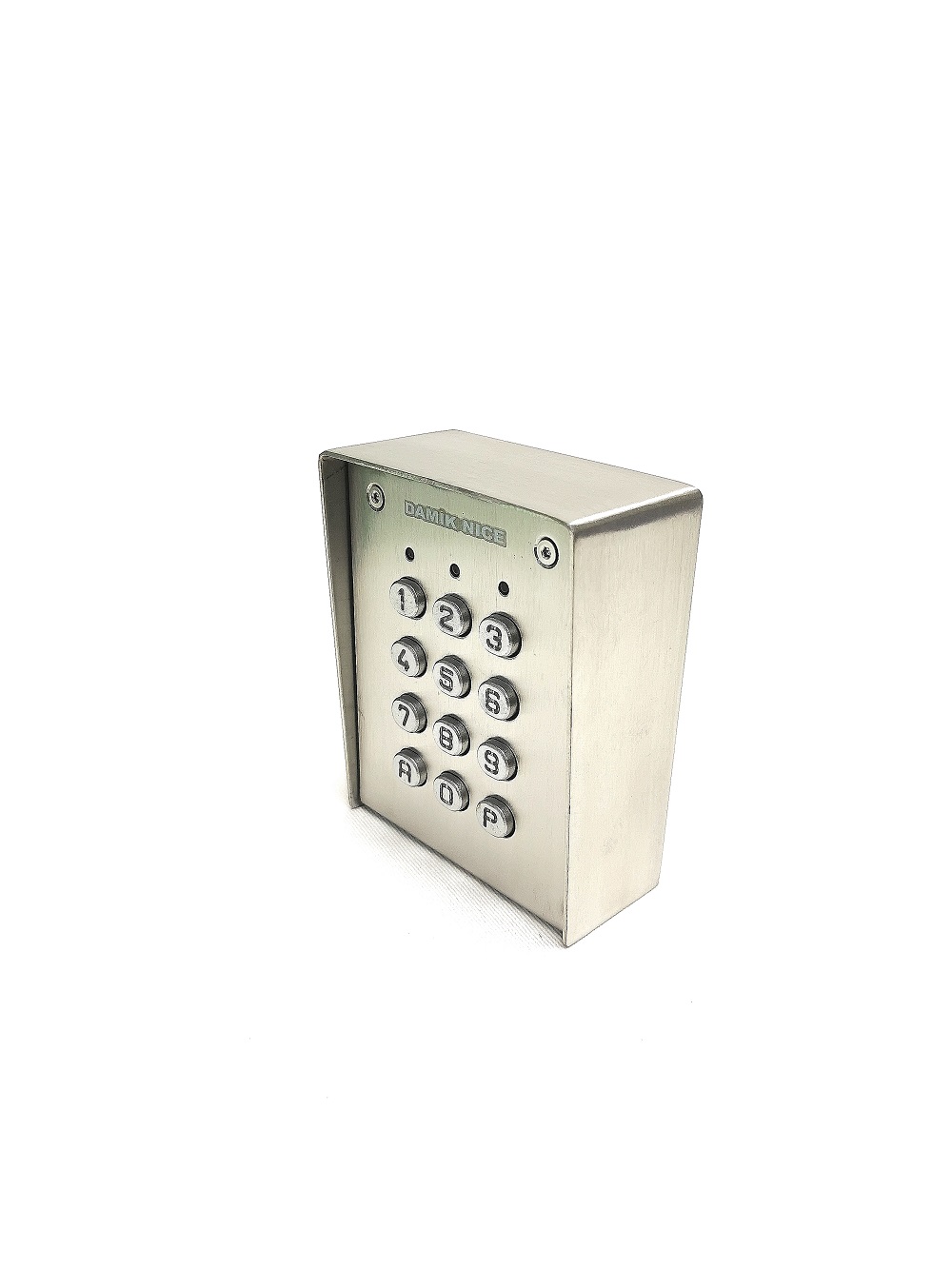 Clavier codé ACIE SU2-SAB-TME inox touches métal, montage en applique. 2 contacts disponibles et 60 codes possibles. (30 par contact) Clavier rétro éclairé.