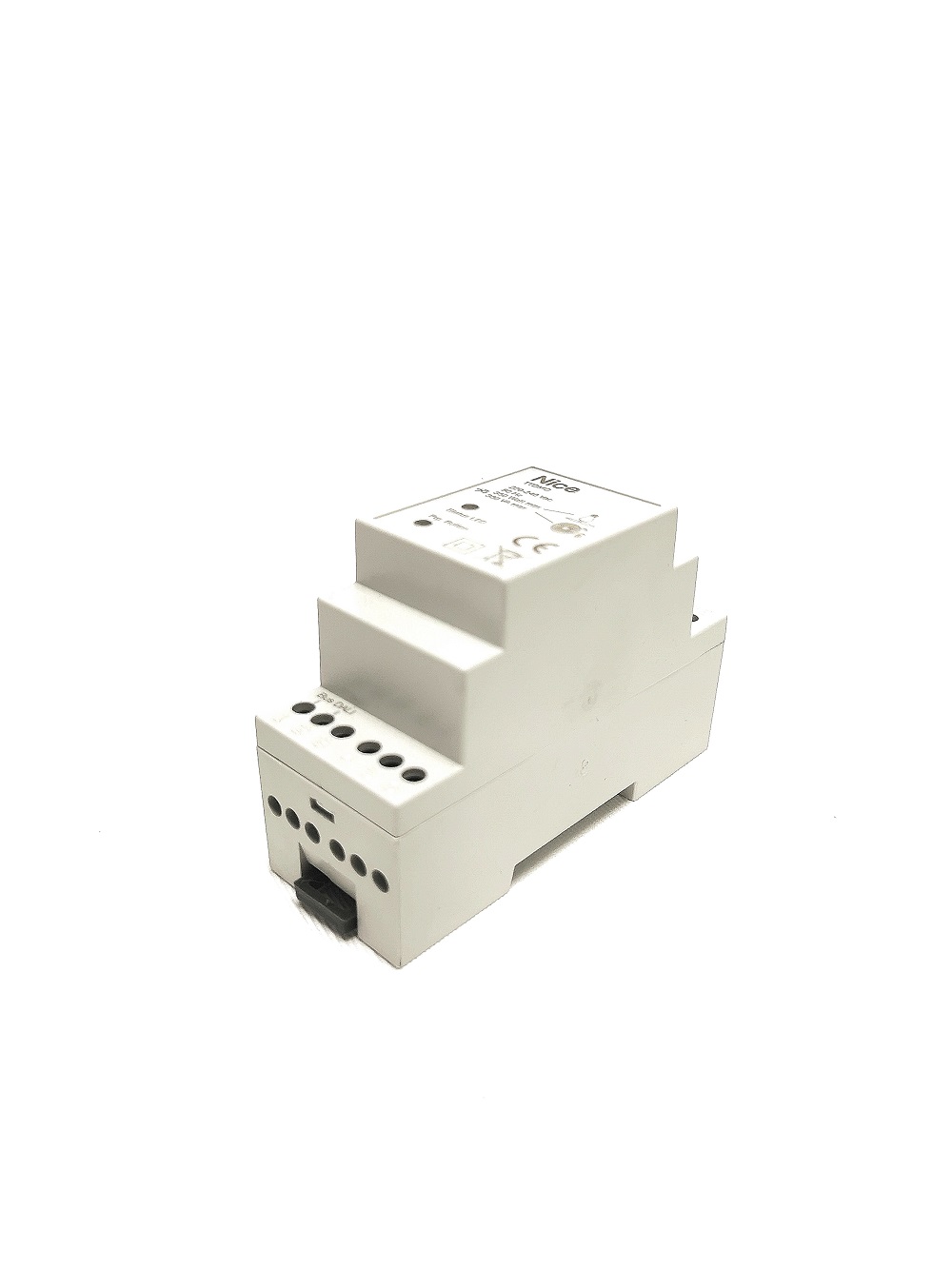 Logique commande récepteur radio intégré Nice TTDMD pour éclairages jusqu'à 250 W, fonction marche/arrêt et variateur. Montage barre DIN. Fréquence 433Mhz.
