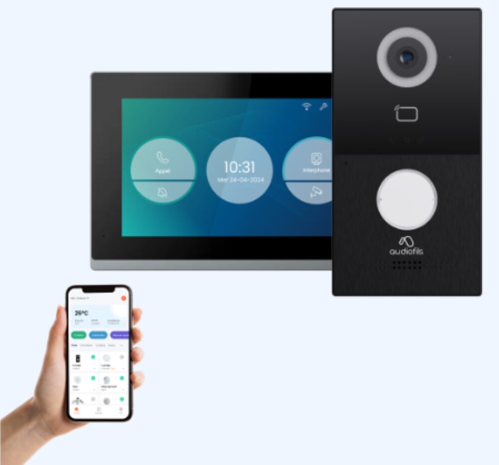 Kit vidéophone 2 fils écran tactile couleur 7″ avec transfert d’appel sur smartphone – KIT VISTA ONE